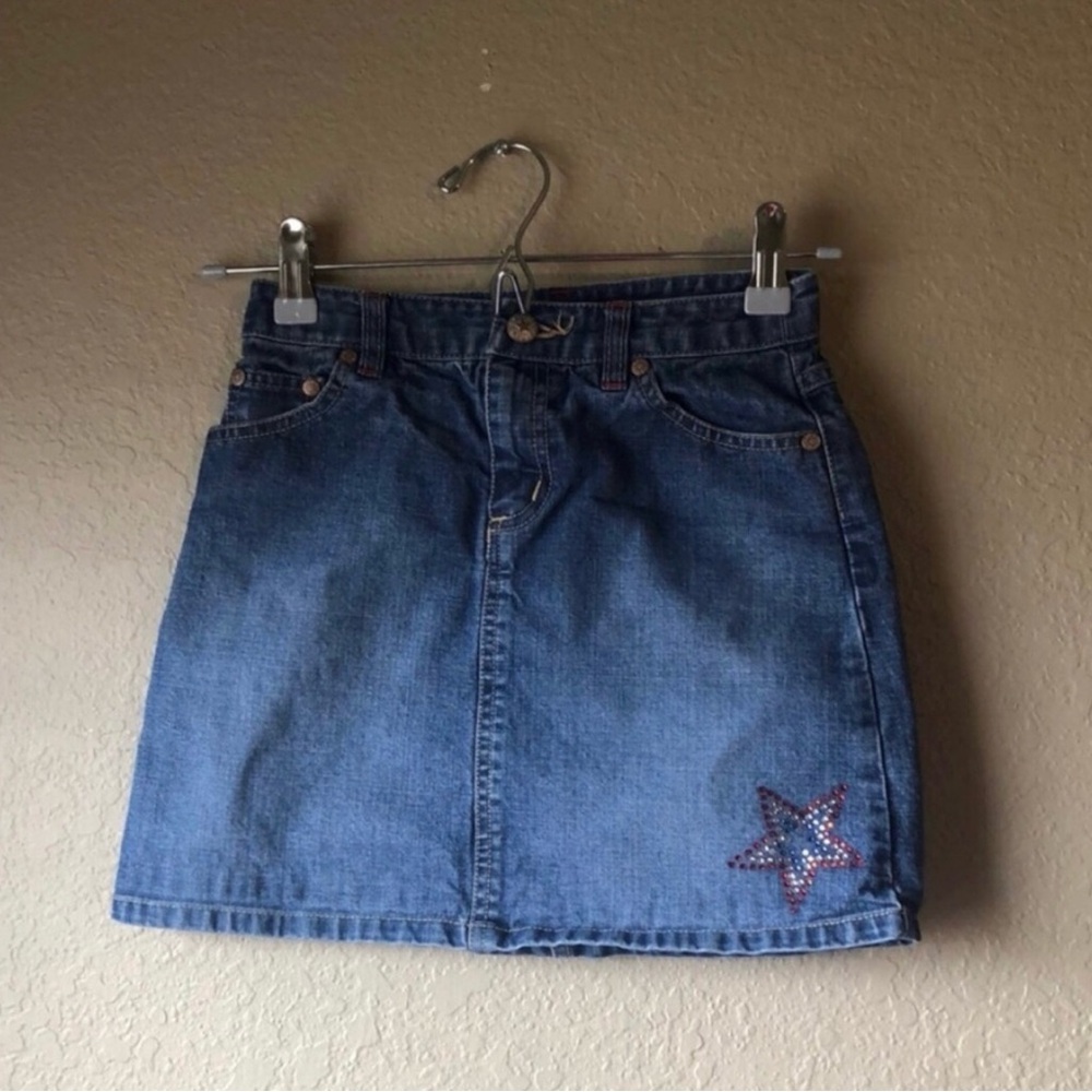 Old Navy Skirt Girls Vintage Y2K Casual Denim Blue Jean Sequin Star Skirt Kids 8
